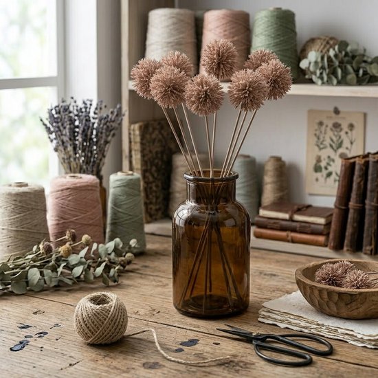 Taupe bruin droogboeket kunstbloemen woonkamer decoratie handgemaakte dornenbol boeket nepplanten 12 stuks realistische decoratieve takken