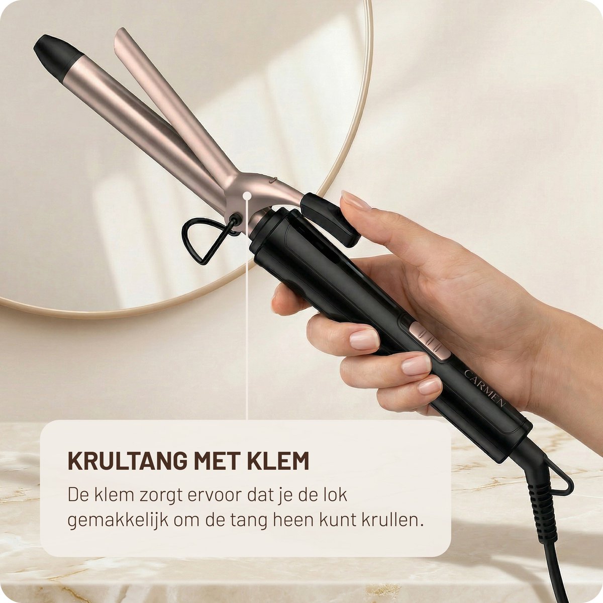 Carmen CCT1920B - Krultang met klem - Haarkruller - Diameter 19 mm - 2 warmtestanden - Keramische coating thumbnail 7