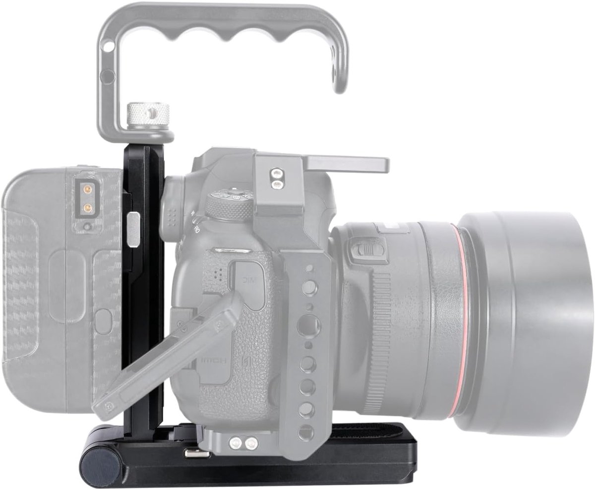 V-Mount Batterijplaat met Arca-Swiss Basis en Dubbele Snelsluiting voor DSLR Camera en Statief Gebruik, Vouwbare L-vormige Bevestiging
