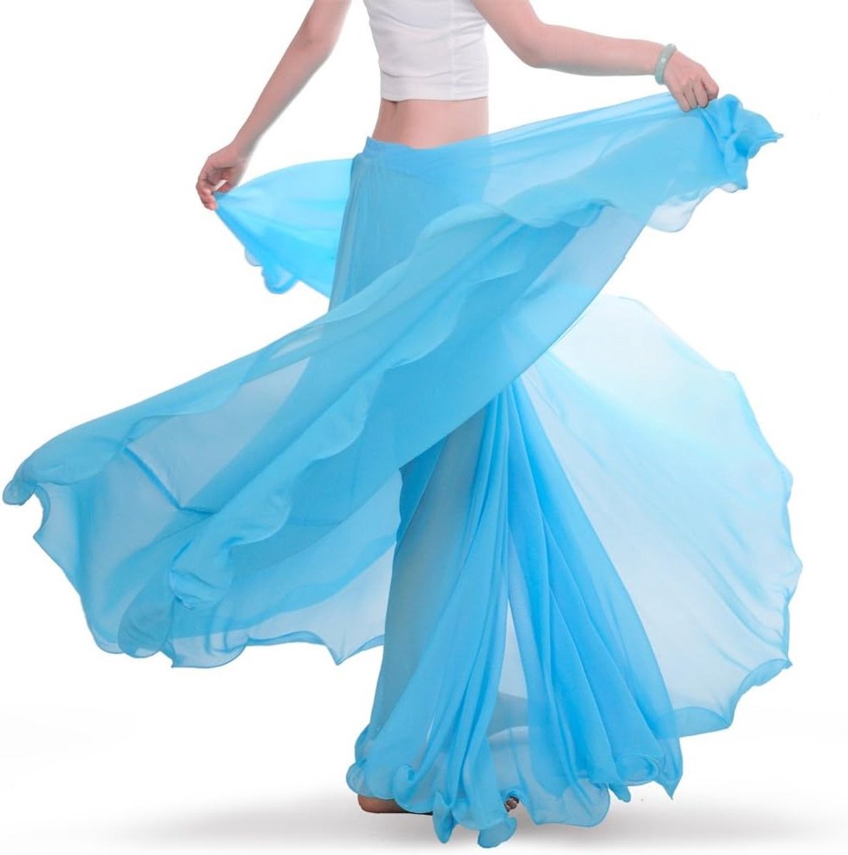 Maxi Voile Belly Dance Rok voor Dames - Volle Tribal Skirt met 720 Graden Swing en Chiffon voor Training en Optredens