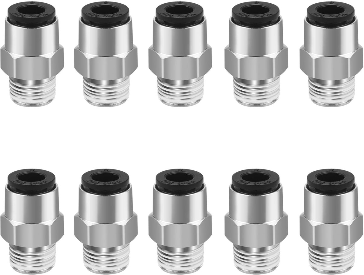 Dailygoody - Pneumatische Aansluitstukken - Push-to-Connect - 10 stuks - 6mm Buis - Mannelijk Draad - Geschikt voor Diverse Toepassingen