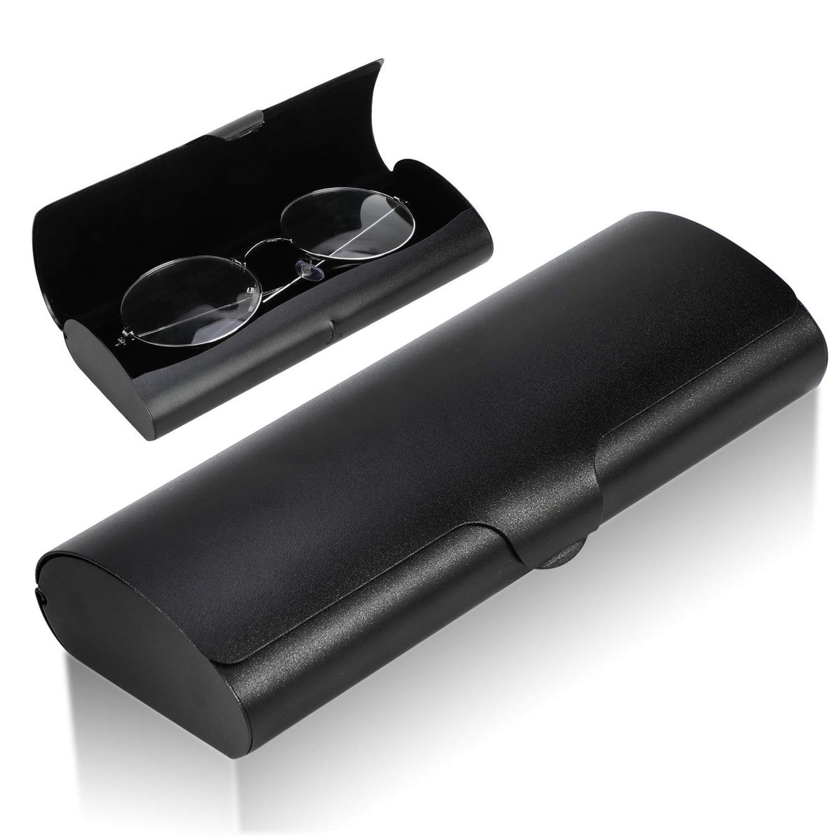 Dailygoody - Brillenkoker - Aluminium brillendoos - Harde schaal - Zwart - Metalen leesbrillenkoker - Geschikt voor dames en heren - Compact ontwerp