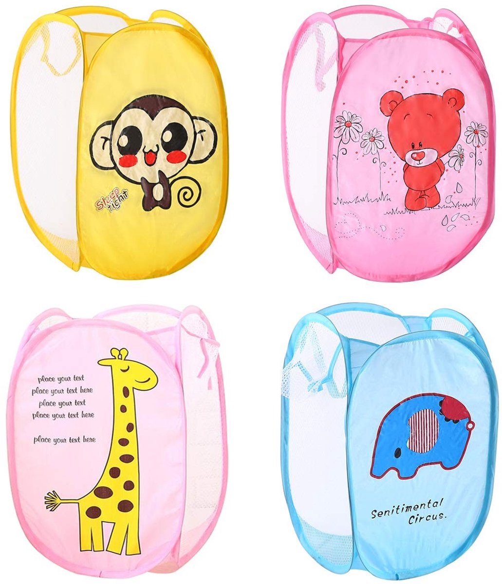 Dailygoody - Vouwbare Wasmand - Mesh Wasmand - Ruimtebesparend - Blauw, Roze, Geel - Opbergmand - Voor Thuis - Kids Room