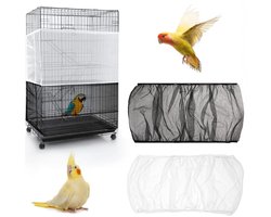 Vogelkooihoes - 2 Stuks - Vogelkooi Gaasafdekking - Vogelkooi Spatscherm - Grote Vogelkooi Gaashoes - Universele - voor vogelkooien met een omtrek van 110-150 cm - Vogelkooihoezen - Zaadopvanger - Vogelzaad Opvang - Opvang net - Maat M
