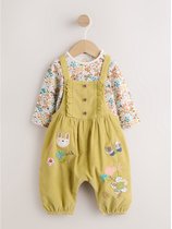 Next - Meisjes - 2-delige babyset van tuinbroek en rompertje met lange mouwen - Groen