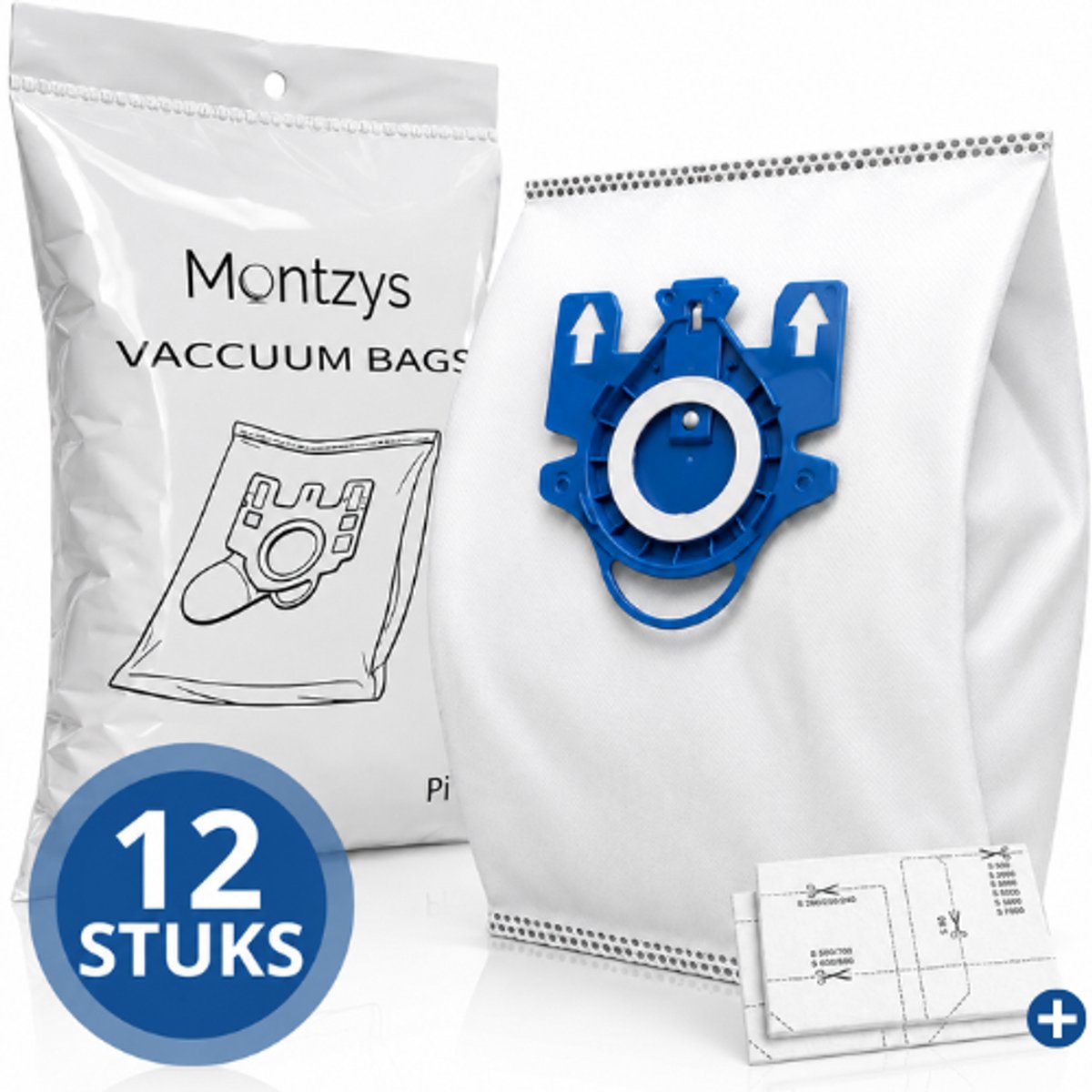 Montzys® Stofzuigerzakken Geschikt voor MIELE - 12 Stuks & 2 Filters - Geschikt voor Complete C3, C2, Classic C1, S8, S5, S2