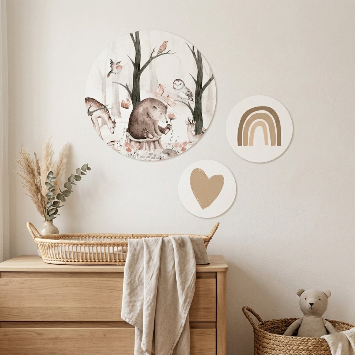 Muurcirkel Bosdieren | Natural | kinderkamer | babykamer jongen & meisje