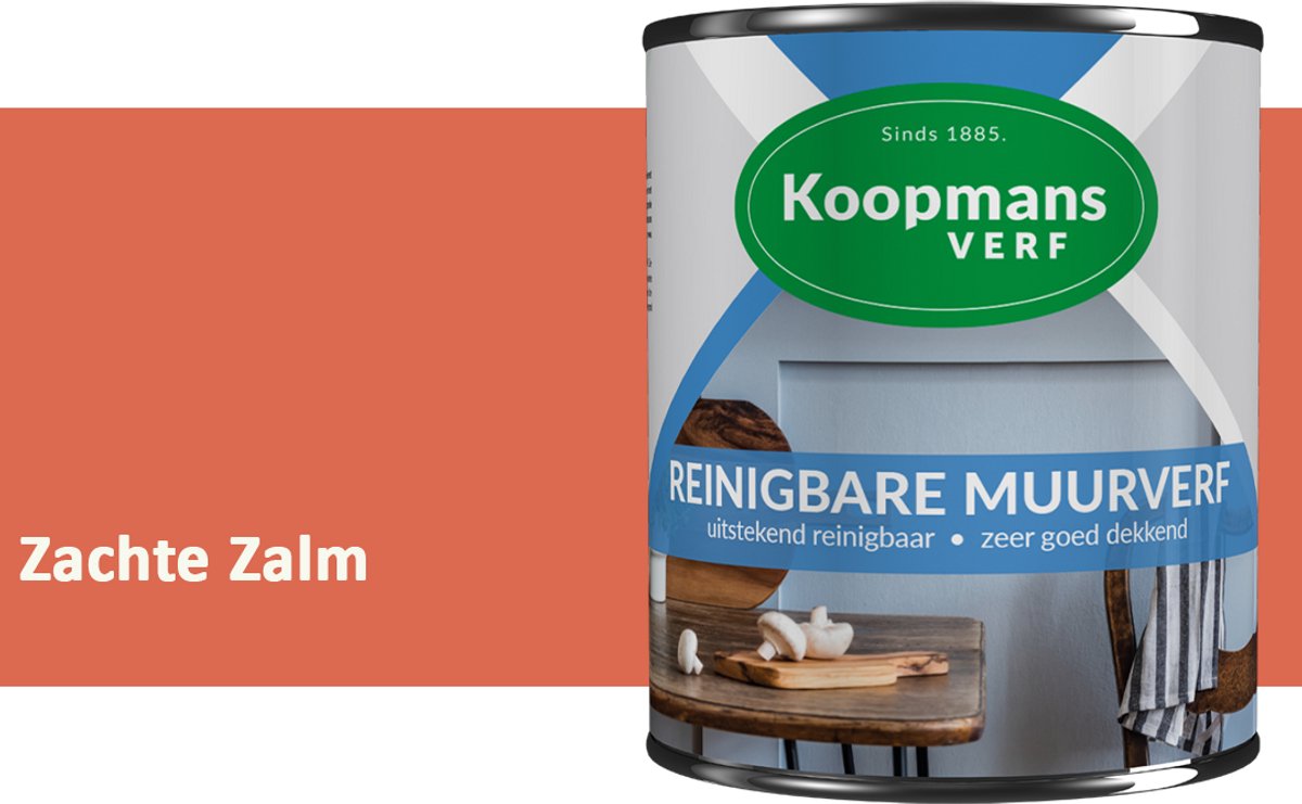 Koopmans Reinigbare Muurverf – Afwasbare Schrobvaste Muurverf Binnen – Mat – Voor Keuken, Woonkamer & Kinderkamer – Zachte Zalm – 7,5 l
