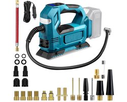 Accu Compressor geschikt voor Makita 18V Accu - Elektrische Luchtpomp met LED-verlichting - Digitaal Manometer - 150 PSI - Voor Auto, Motor, Fiets en Ballen (Exclusief Accu)