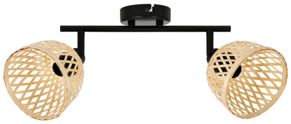 Ostaria Plafondlamp / spots Hanoi - zwart - lampenkap van bamboe - verlichting - binnen