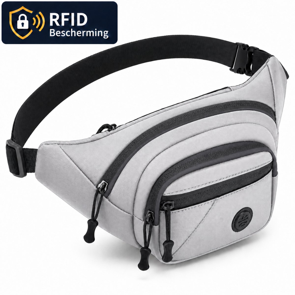 needventure® RFID Heuptas - Anti-Diefstal - Waterafstotend - Heuptasje Wandelen - Fanny Pack Festival - Buideltasje - Telefoontasje - RFID Block - Geschikt voor Dames en Heren - Grijs