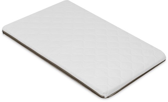 Witte matras met rits en ruitpatroon. 4 cm dik T25 schuim.