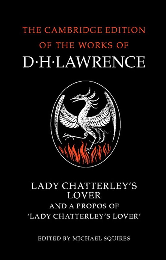 Boekomslag van D.H. Lawrence's 'Lady Chatterley's Lover' met een feniks en vlammen.