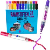 Creacol Raamstiften afwasbaar - 24 Stuks - Krijtstiften voor raam - Whiteboard Stiften -Glasstiften - Whiteboard Markers