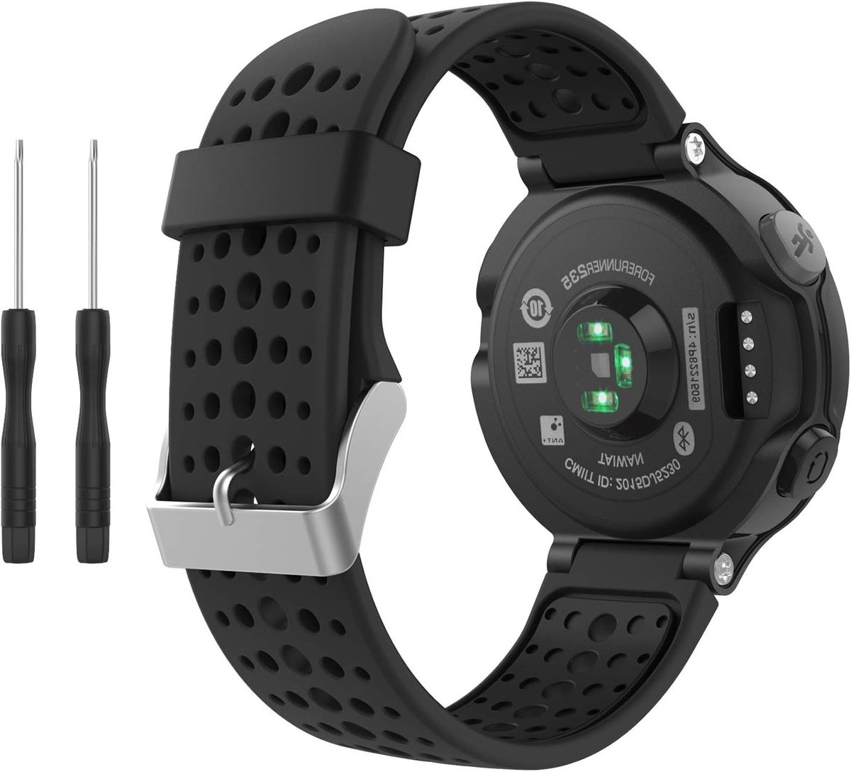 Zachte siliconen vervangband voor Garmin Forerunner 235, 220, 230, 620, 630 en 735XT - Ademend, comfortabel en duurzaam voor sportieve activiteiten