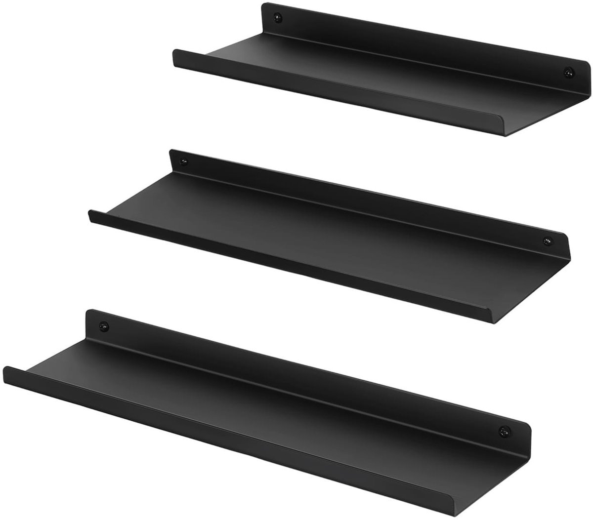 Set van 3 wandplanken LFS12BK – Zwart metaal – Modern & minimalistisch