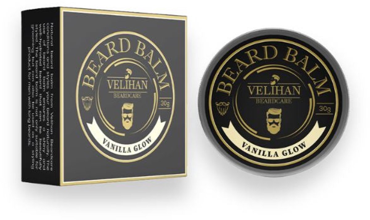 Velihan Beardcare - Baardbalsem Vanilla Glow 30g - Baard wax - Baard styling crème - Baardverzorging - Baard balsem - Baard balsem korte en lange Baard - Baardverzorging mannen