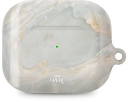 xoxo Wildhearts hoesje geschikt voor Airpods Pro 1 / Pro 2 - Marble Green Illusion - Ook als telefoonhoesje verkrijgbaar - schokbestendige case geschikt voor Airpod Pro (2) - koptelefoon case - Beschermhoes met marmerprint - marmer look - groen