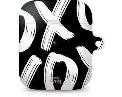 xoxo Wildhearts hoesje geschikt voor Airpods 1/2 - Can't Talk Now Black - Ook als telefoonhoesje verkrijgbaar - schokbestendige case geschikt voor Airpod 1 en 2 - koptelefoon case - Beschermhoes met tekst opdruk - print - zwart / wit