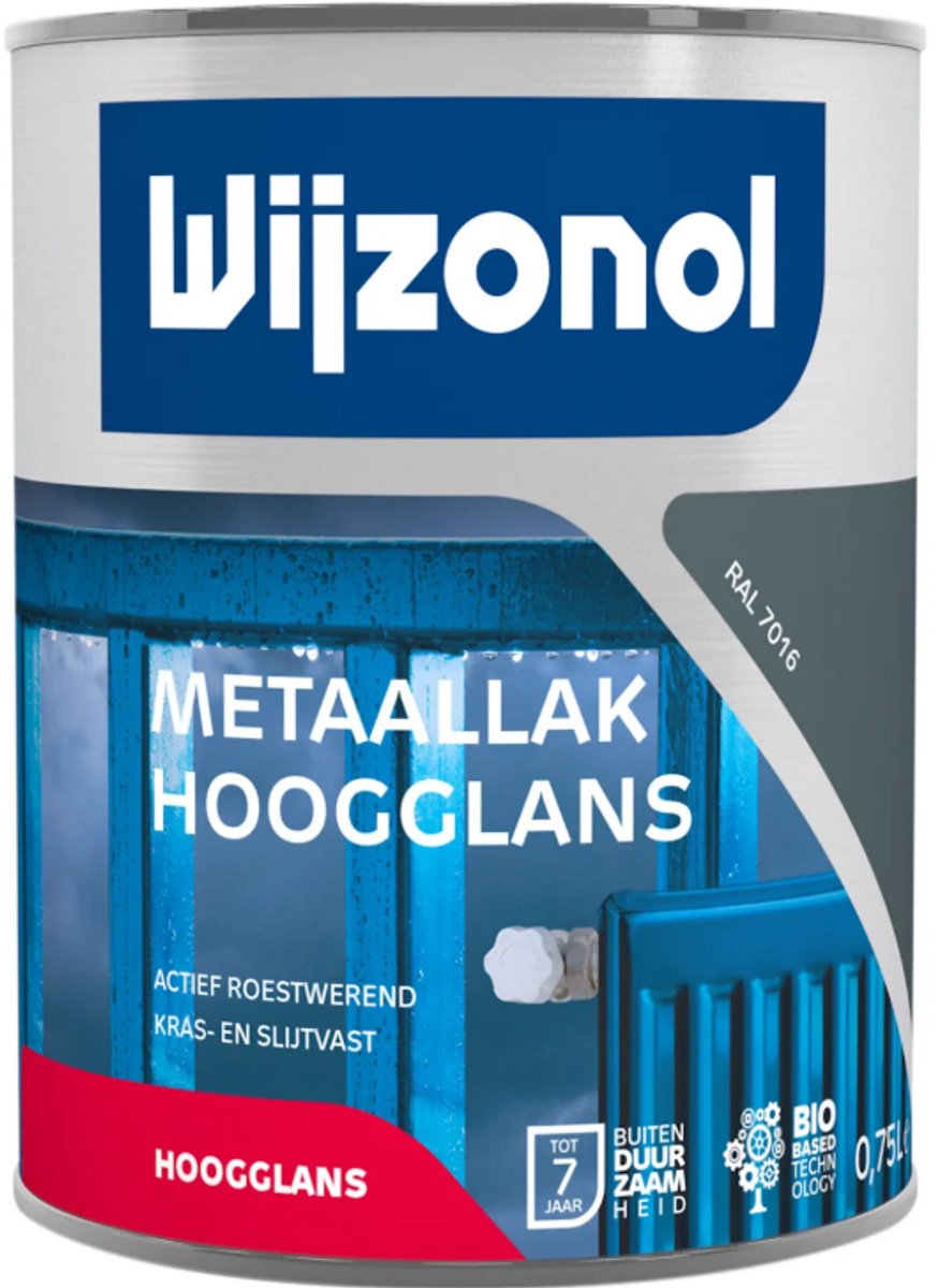 Wijzonol - Metaallak - Hoogglans - RAL 7016 - 750 ml - Duurzaam