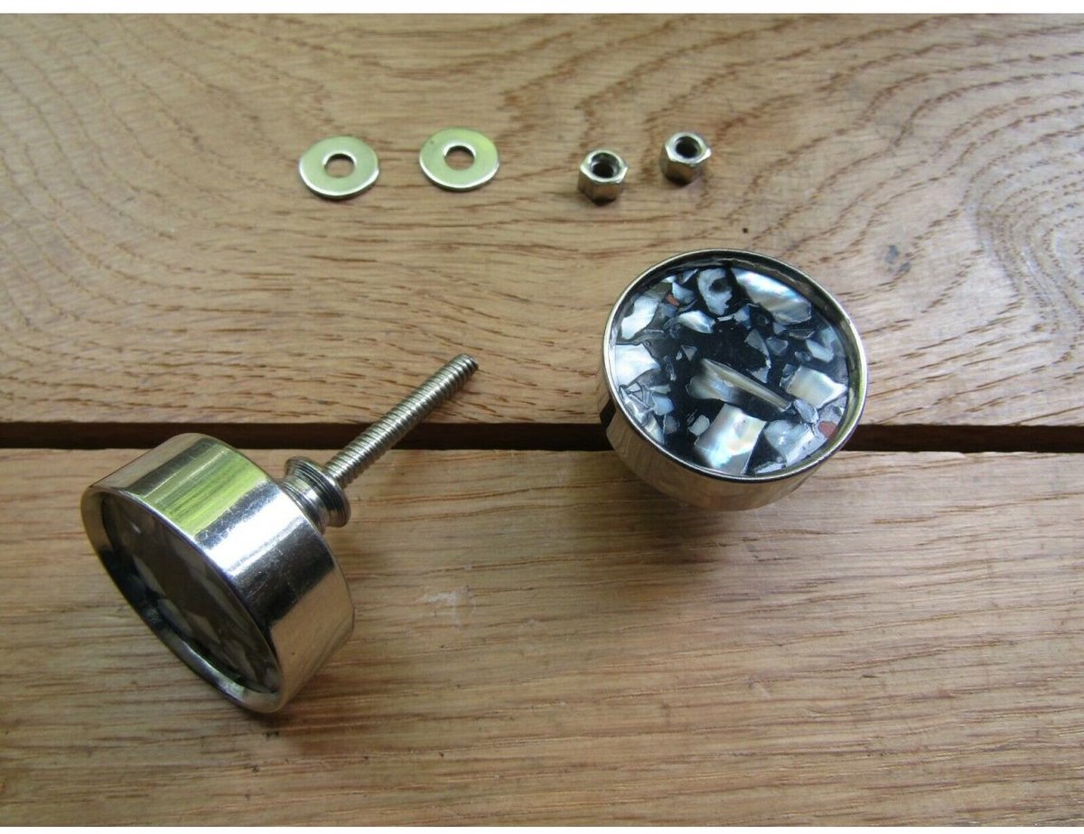 Pack of 2 Round Pearl Knobs Chrome