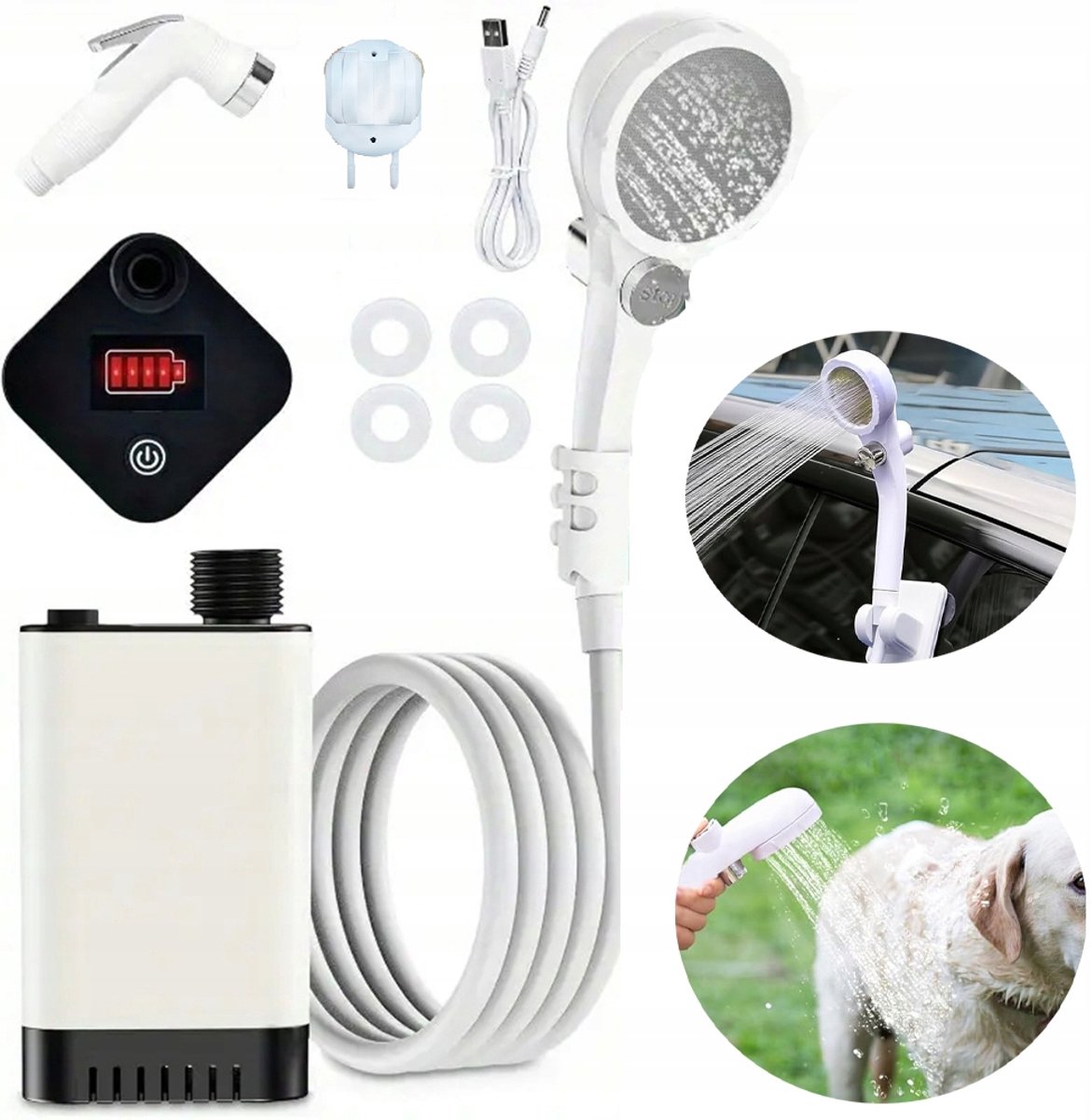 Draagbare Douche Voor Kamperen - Oplaadbare Campingdouche Van 5200mAh - Waterdichte Buitendouchepomp Voor Wandelen -Reizen - In De Auto En Voor Huisdieren.