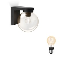 Philips Hue Ulio Wandlamp voor Buiten Down (Zwart) - Buitenlamp - E27 - Warmwit Licht - Hue White Filament