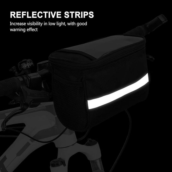 Stuurtas Fiets - Stuurtas Fiets Afneembaar - ietstas stuur electrische fiets - Telefoonhouder fiets - Waterdichte Rits - Afneembare Fietstas Stuur met Smartphone Houder - Bikepacking Tassen - Verdikt Zwart — afbeelding 2