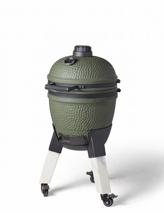 Moddern Original Kamado - aluminium marmer-look poten met wielen met rem - 8 tot 12 personen - Green van Merkloos — afbeelding 2