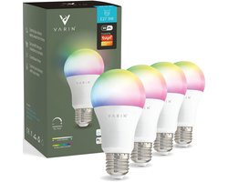 Varin® Smart Led Lamp E27 [3 stuks] - 9W - Wit en RGB licht - Bediening via app - Voice control - Slimme bulb verlichting - Smart Light - Google Home en Amazon Alexa - Tuya wifi - Nachtlamp - Lampen woonkamer, keuken, slaapkamer, hal, kinderkamer