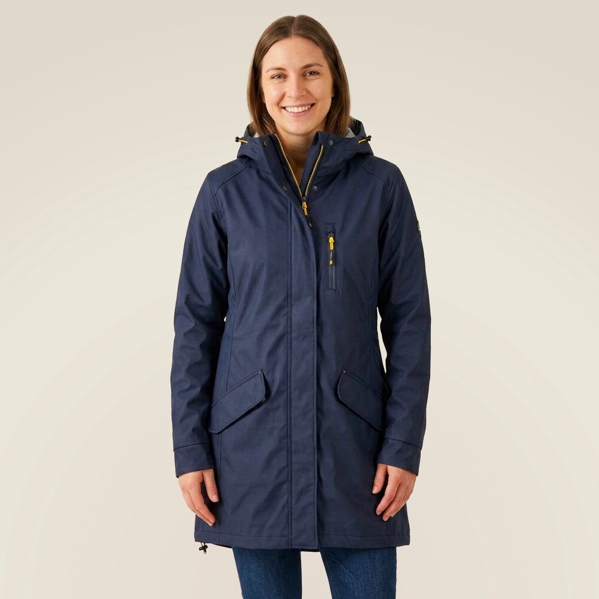 MTX Wear Navy Regenjas Dames - Waterdichte Outdoor Jas met Ritssluiting - Windstopper met Capuchon - S