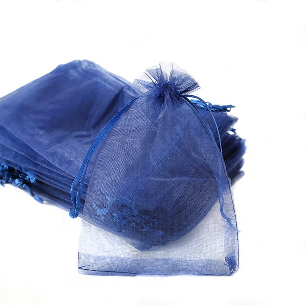OmGoods - Dailygoody - Organza zakjes - Cadeauzakjes - Marineblauw - Snoepzakjes - Geschikt voor bruiloft en feestjes - 100 stuks