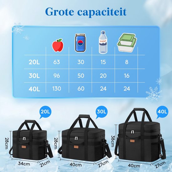 Dailygoody - OmGoods - Dailygoody - Koeltas - Geïsoleerde Picknicktas - Houdt voedsel tot 12 uur op temperatuur - Zwart - 30 Liter - Perfect voor outdoor activiteiten - Gesc — afbeelding 5