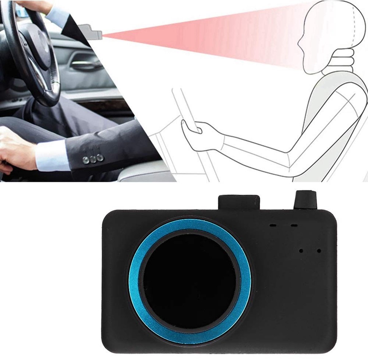 OmGoods - Dailygoody - Slaperigheid Alarm - Auto Vermoeidheid Waarschuwing - Veilig Rijden - Slaapmonitor - Real-time Waarschuwing - Geschikt voor Bestuurders -..