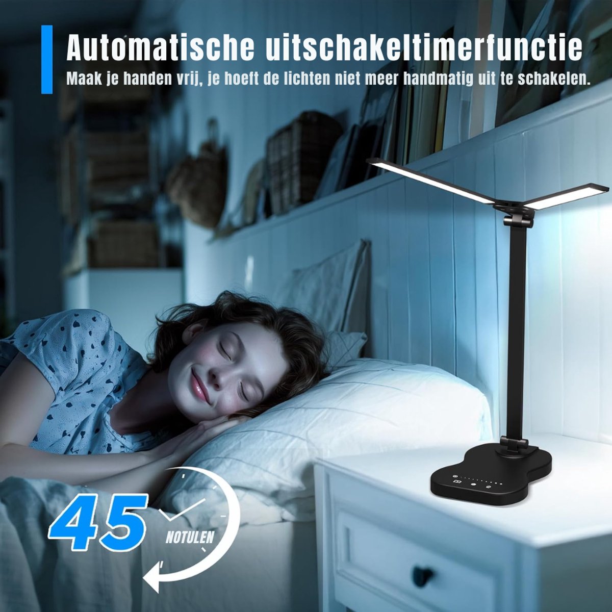 AHD® Bureaulamp LED - Burolamp - Bureaulamp Met Klem - Bureaulamp Kind - Bureaulamp LED Dimbaar - Zwart - 38cm x 4cm x 12cm