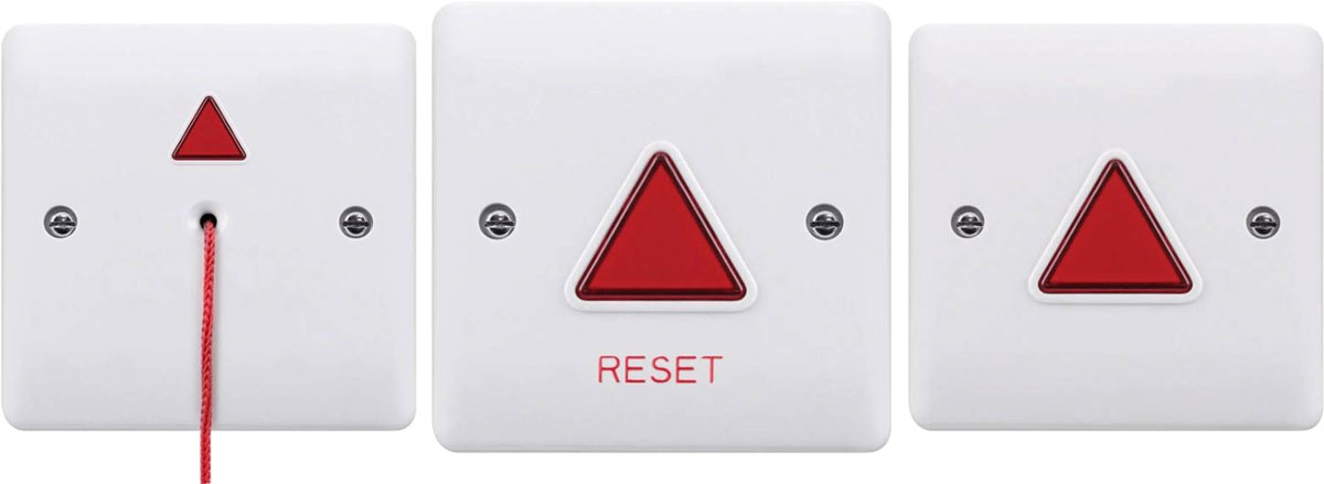 MIVA - Complete Set - Alarm voor mindervaliden toilet - Inclusief Trekkoord - Licht & Geluidsignaal - UDTAKIT - Wit