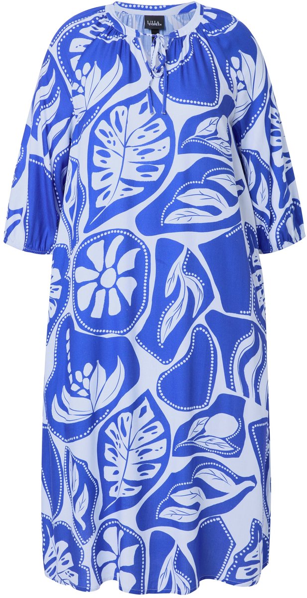 Ulla Popken - Dames - Midi-jurken - Azuurblauw - Maat 54+