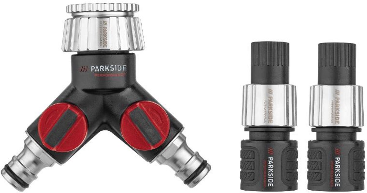 Parkside performance - 2-wegventiel met 2 slangaansluitingen - Weerbestendig, uv-bestendig en vorstbestendig tot -20 °C