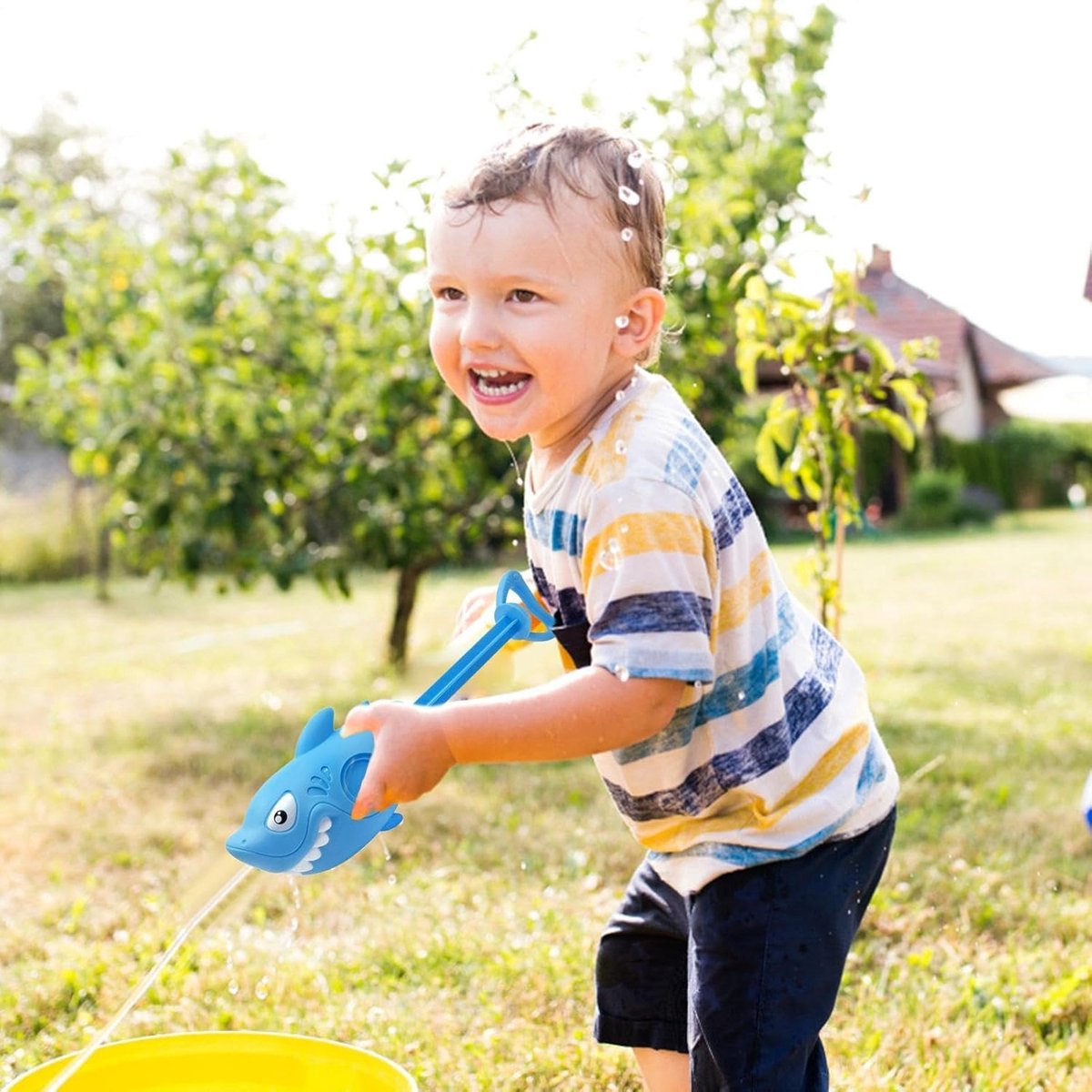 Waterspuiter Krokodil - Waterpistool - Buiten spelen - Hogedruk systeem - 30 cm - Blauw