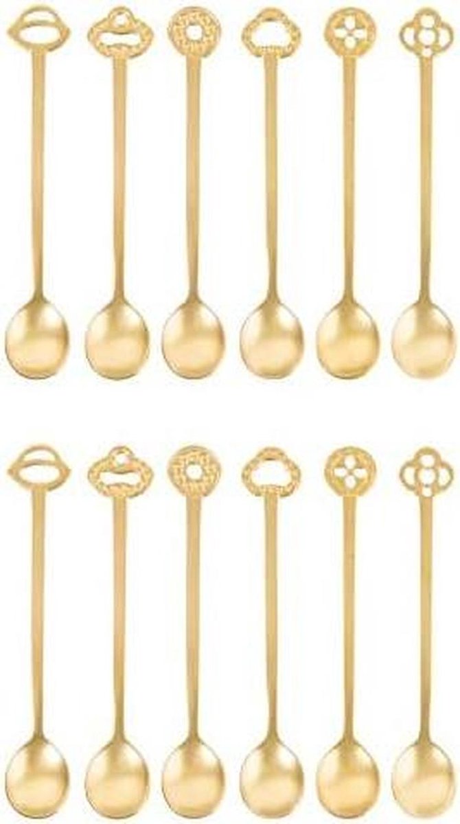 Koffielepels Set - Dessertlepels - Feestelijk Gebruik - Italiaans Design - 12 Stuks - Goud