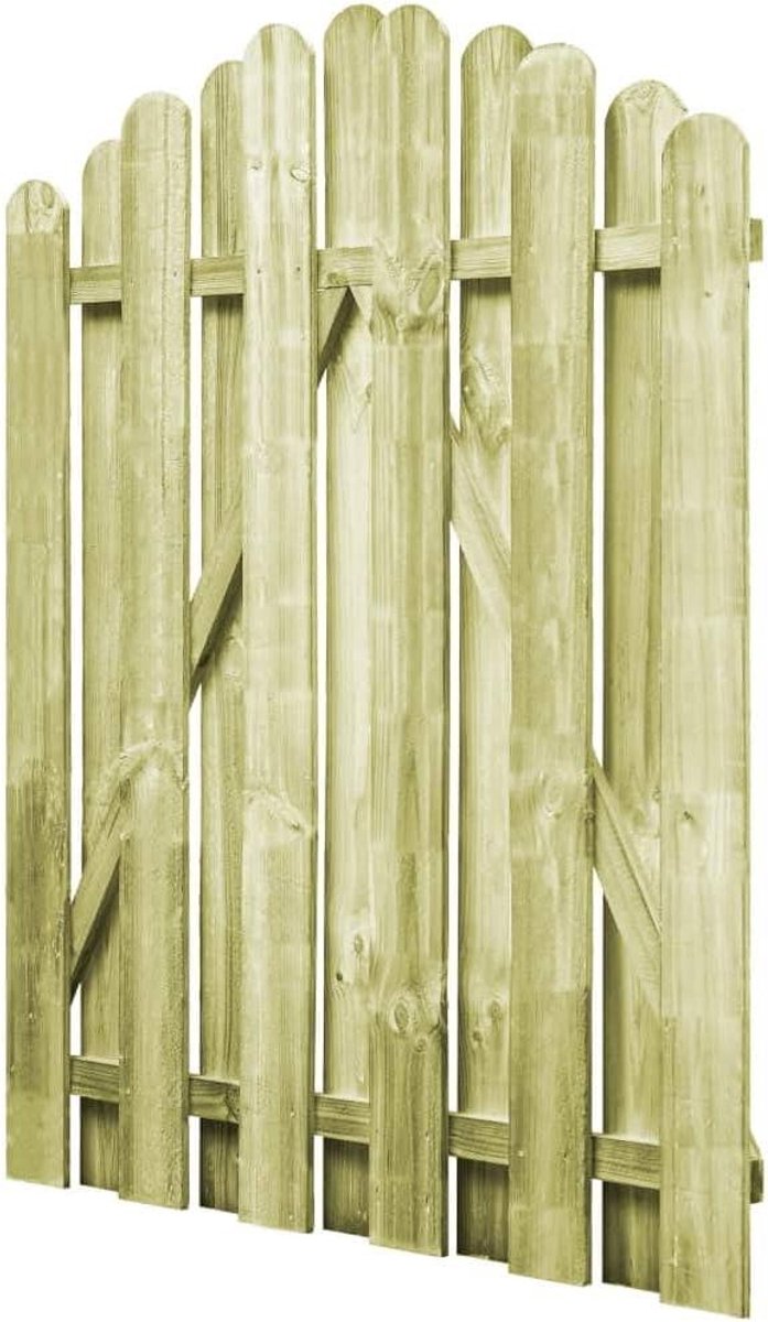 Tuinpoort Hout - Hekdeur Tuin - Toegang Afsluiten - Gebogen Design - 100x125cm - Groen