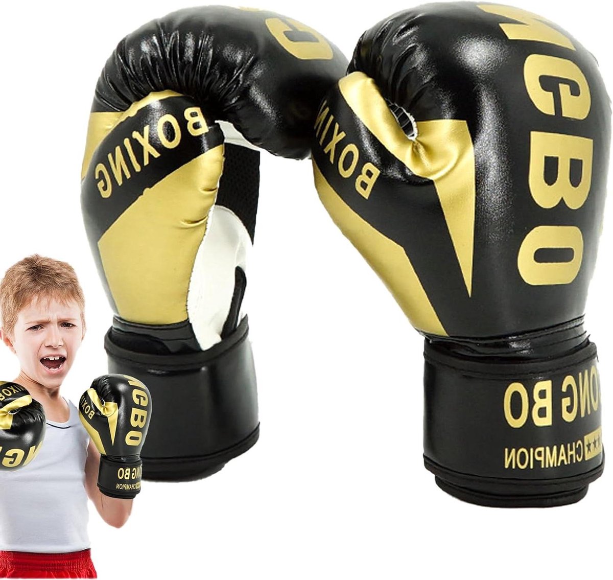 Bokstrainingshandschoenen - Kinderen Sparring Mitts - Vechtsport Training - Ademend en Zweetafvoerend - 6 oz - Zwart