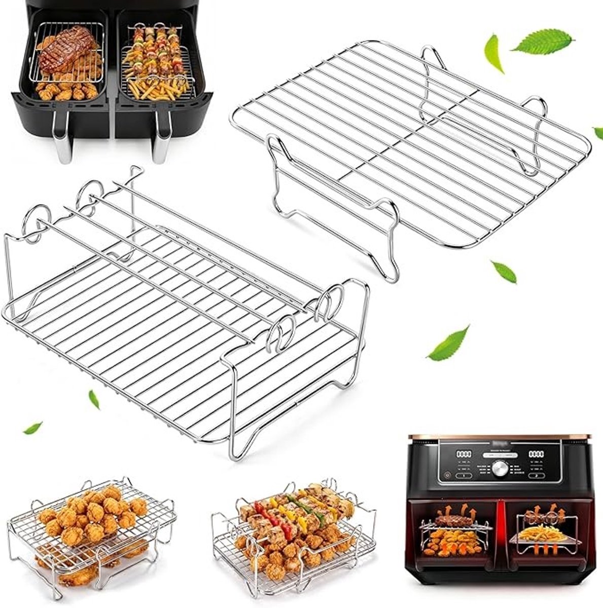 Stapelbaar Grillrek met Spiesen voor Airfryer