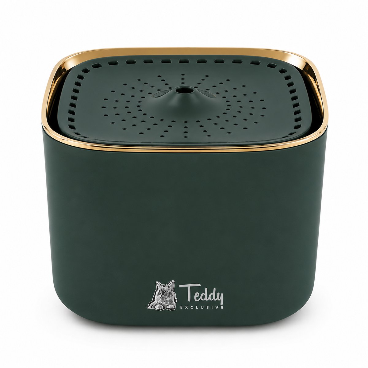 Drinkfontein Kat – 3L – Ultra Stille Kattenfontein & Hondenfontein – BPA-vrij – Groen/Goud – Teddy Exclusive – Bella - Compleet geleverd – met adapter & waterfilter