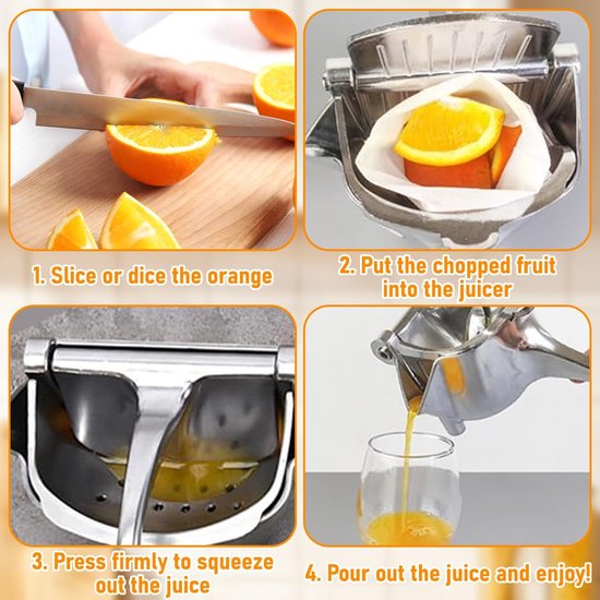 VHV - Citruspers - Citroenpers - Handmatige citruspers - RVS - Roestvrij staal - Ergonomisch - Voor sinaasappels en limoenen - Zilver van VHV — afbeelding 5