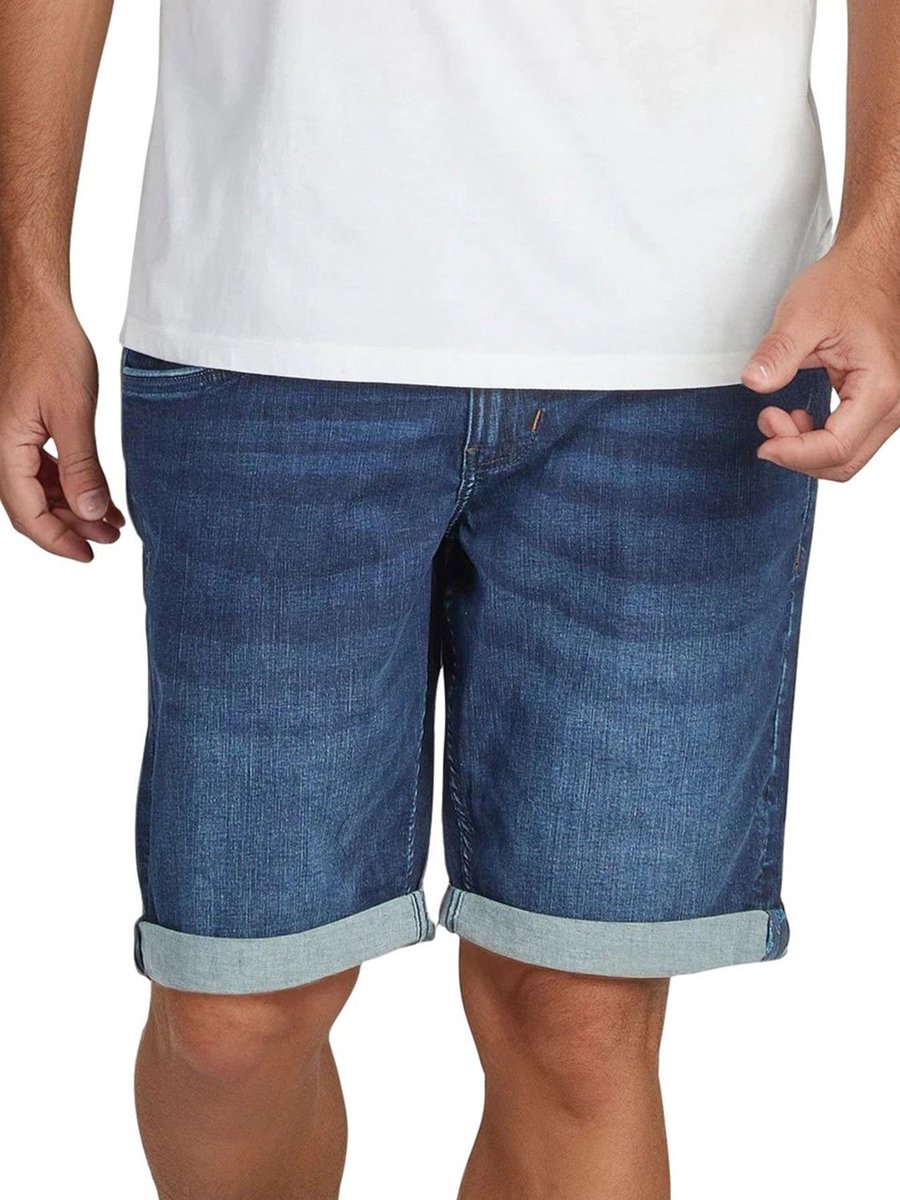 TIMEZONE Heren Short Broeken StevieTZ slim Fit Blauw Volwassenen Denim Jeans Shorts met Stretch