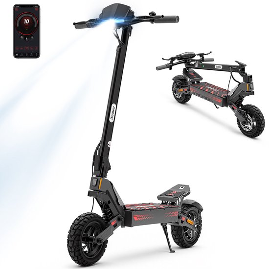 iScooter iF1 Elektrische Step - E‑step Voor volwassenen - Bereik 50km - 1200W Motor - 4 Versnellingen - 48V 10Ah Accu - 10 inch Off‑road banden - Maximale belasting 150kg - LED‑display & APP - Bluetooth