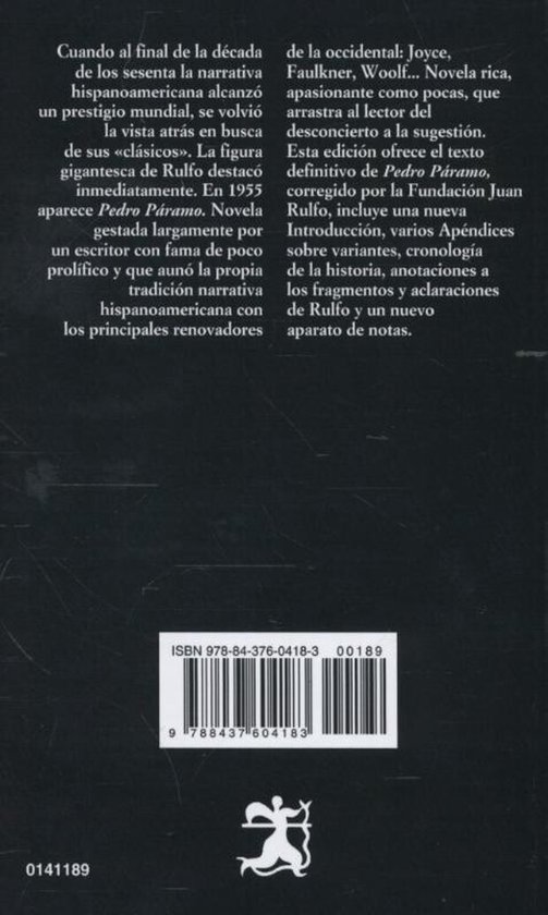 Dos d'un livre avec du texte en espagnol et un code-barres ISBN.