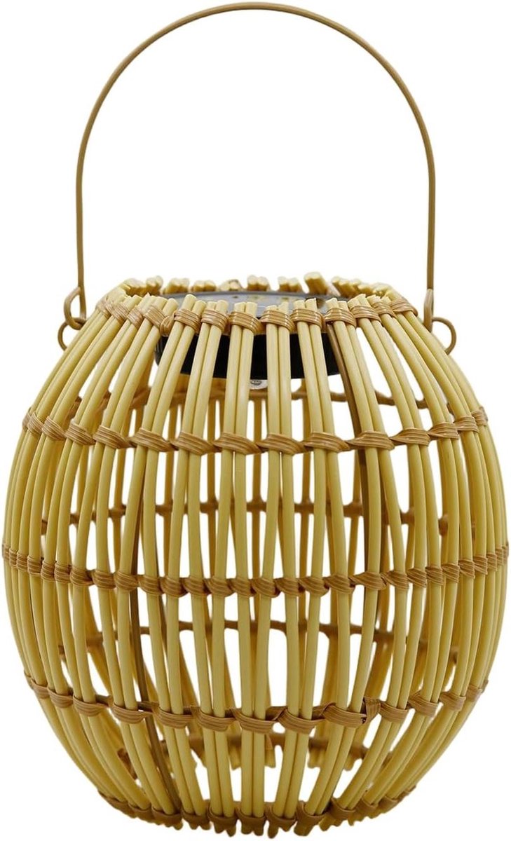 Zonne Lantaarn - Buitenlamp Rotan - Tuin Verlichten - Boho Rotan Design - 21 x 21 x 21 cm