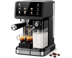 Velmio Espressomachine 20 Bar – Koffiemachines - Met Melkopschuimer - Stoommachine - Cappuccino - Zelfreinigend - Koffiezetapparaat - 1,5L Watertank